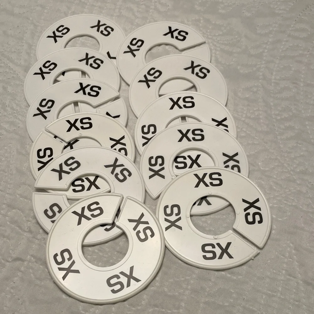 New Lot of 11 White Plastic Clothing Rack Size Dividers Two Sided XS On Each